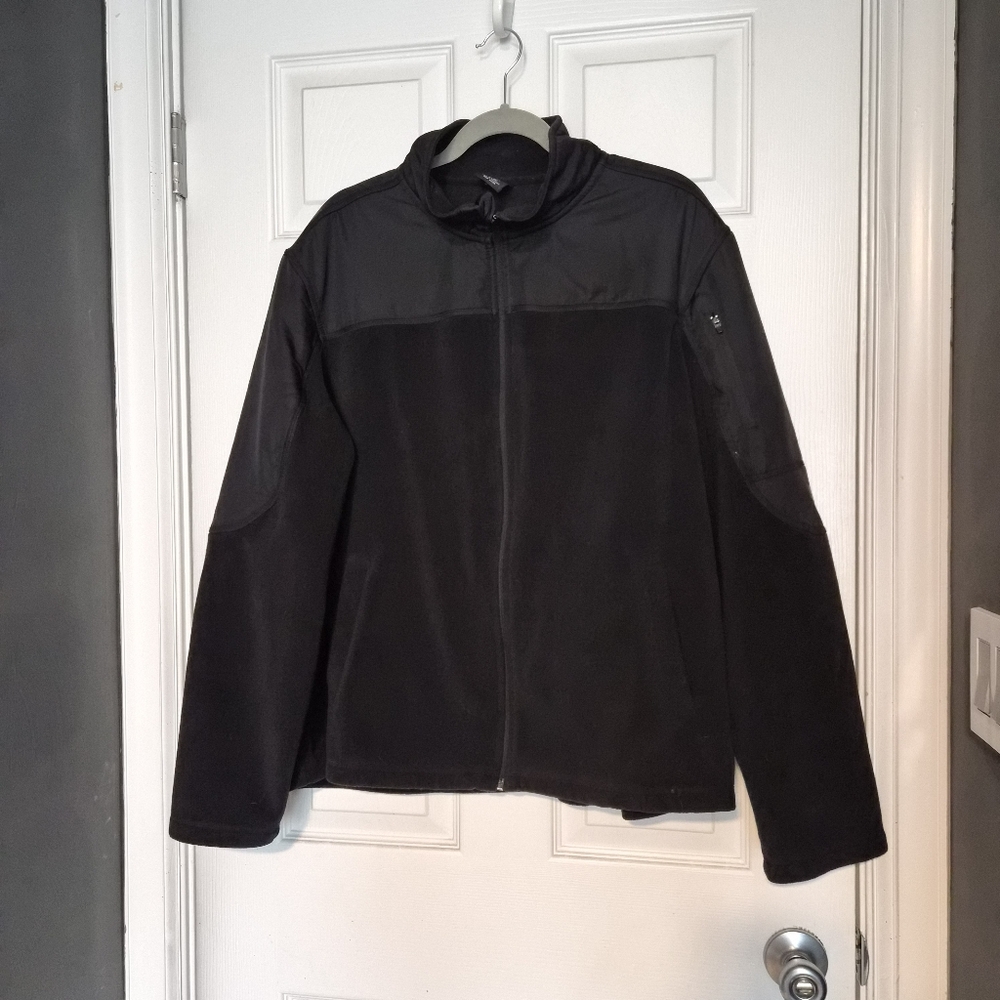 Starter Tactical Fleece Jacket Mens XL Black Mixed Media Utility Full Zip